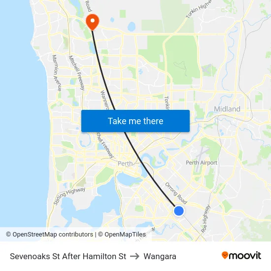 Sevenoaks St After Hamilton St to Wangara map