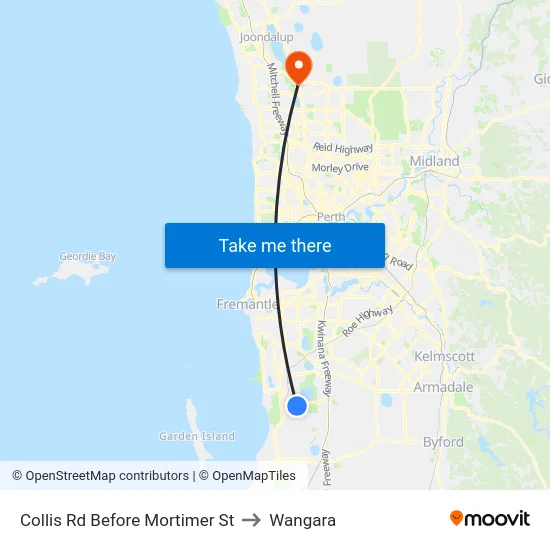 Collis Rd Before Mortimer St to Wangara map