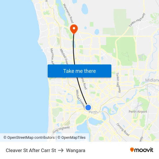 Cleaver St After Carr St to Wangara map