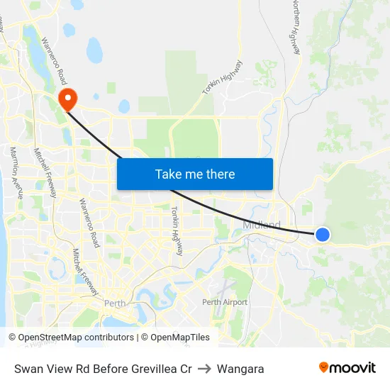 Swan View Rd Before Grevillea Cr to Wangara map
