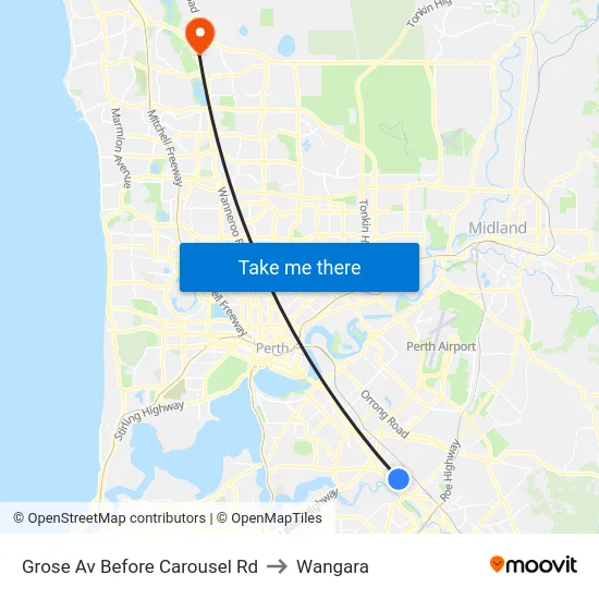 Grose Av Before Carousel Rd to Wangara map