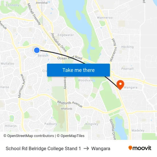 School Rd Belridge College Stand 1 to Wangara map
