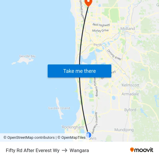 Fifty Rd After Everest Wy to Wangara map
