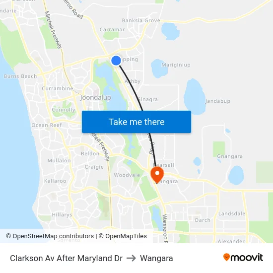 Clarkson Av  After Maryland Dr to Wangara map