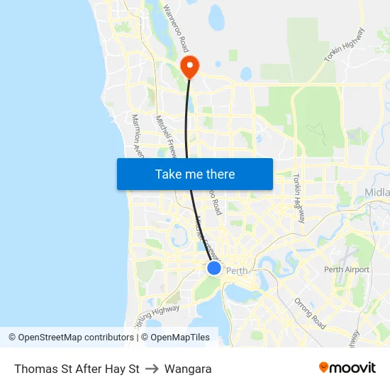 Thomas St After Hay St to Wangara map