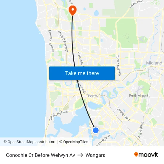 Conochie Cr Before Welwyn Av to Wangara map