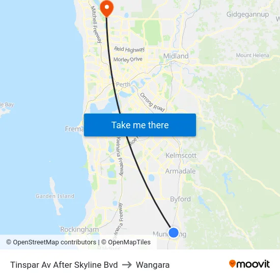 Tinspar Av After Skyline Bvd to Wangara map