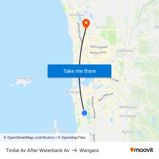 Tindal Av After Waterbank Av to Wangara map