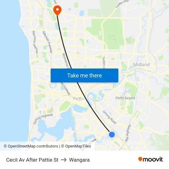 Cecil Av After Pattie St to Wangara map