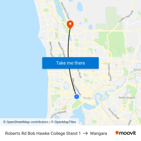 Roberts Rd Bob Hawke College Stand 1 to Wangara map