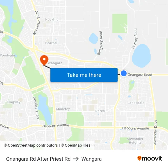 Gnangara Rd After Priest Rd to Wangara map
