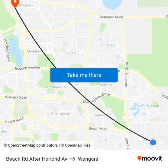 Beach Rd After Harlond Av to Wangara map