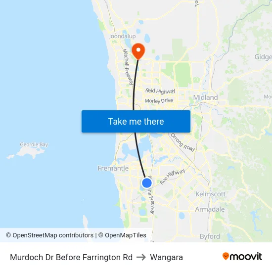 Murdoch Dr Before Farrington Rd to Wangara map