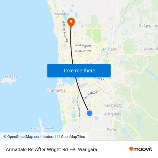 Armadale Rd After Wright Rd to Wangara map
