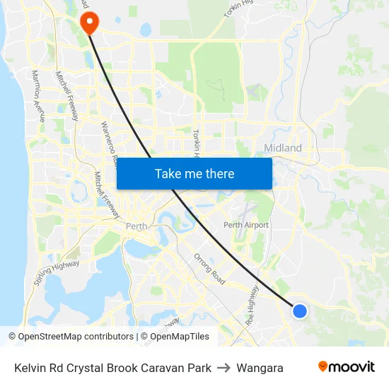 Kelvin Rd Crystal Brook Caravan Park to Wangara map
