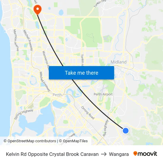 Kelvin Rd Opposite Crystal Brook Caravan to Wangara map