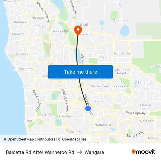 Balcatta Rd After Wanneroo Rd to Wangara map