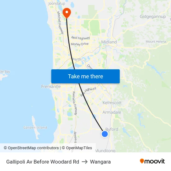 Gallipoli Av Before Woodard Rd to Wangara map