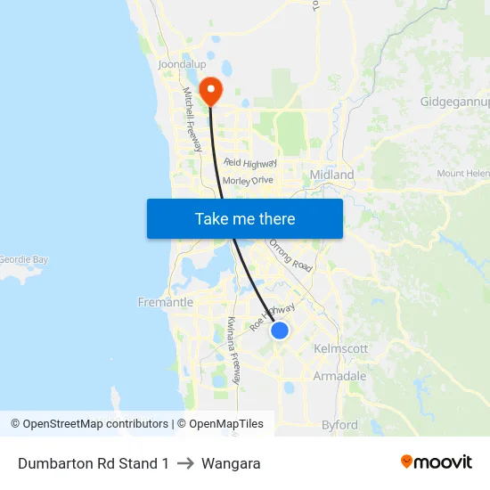 Dumbarton Rd Stand 1 to Wangara map