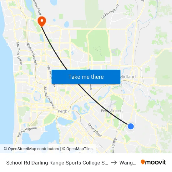 School Rd Darling Range Sports College Stand 2 to Wangara map