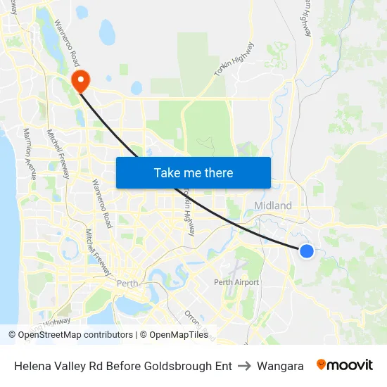 Helena Valley Rd Before Goldsbrough Ent to Wangara map