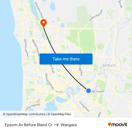 Epsom Av Before Bland Cr to Wangara map