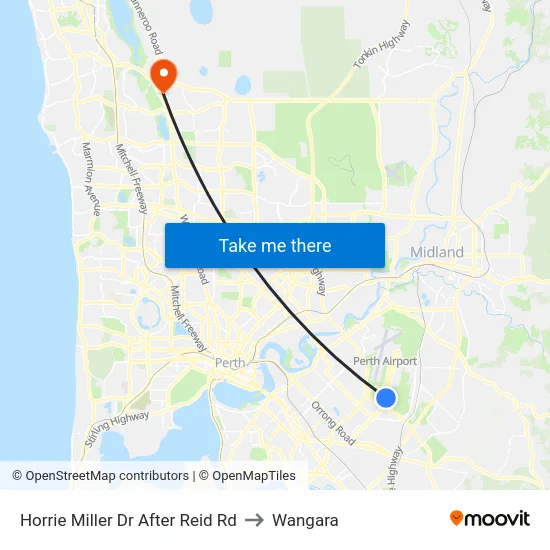 Horrie Miller Dr After Reid Rd to Wangara map