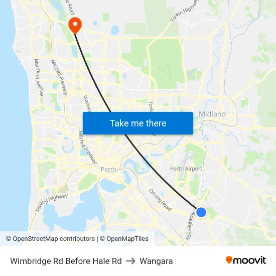 Wimbridge Rd Before Hale Rd to Wangara map