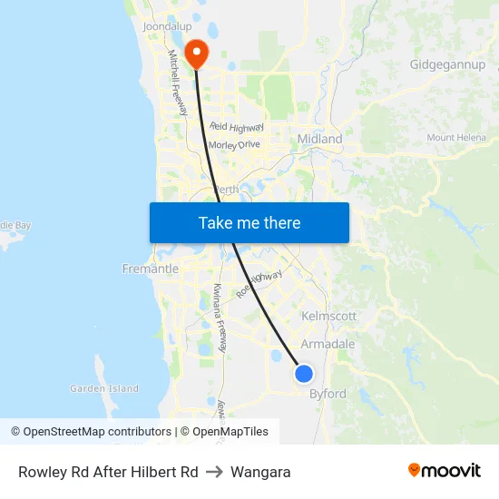 Rowley Rd After Hilbert Rd to Wangara map