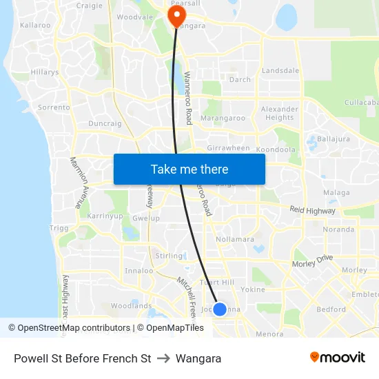 Powell St Before French St to Wangara map