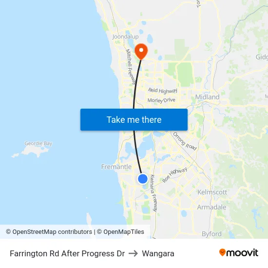 Farrington Rd After Progress  Dr to Wangara map