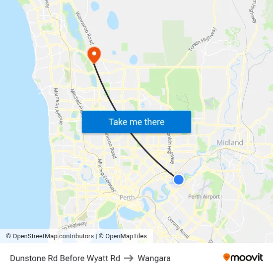 Dunstone Rd Before Wyatt Rd to Wangara map