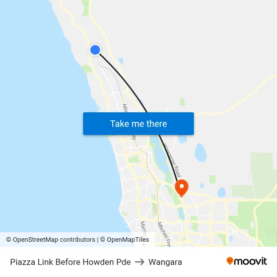 Piazza Link Before Howden Pde to Wangara map