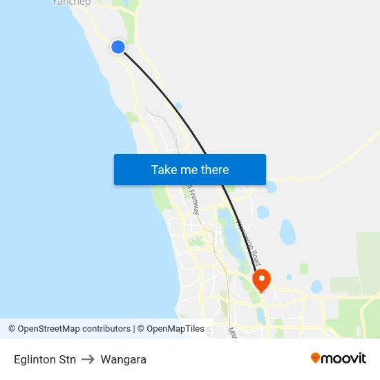 Eglinton Stn to Wangara map