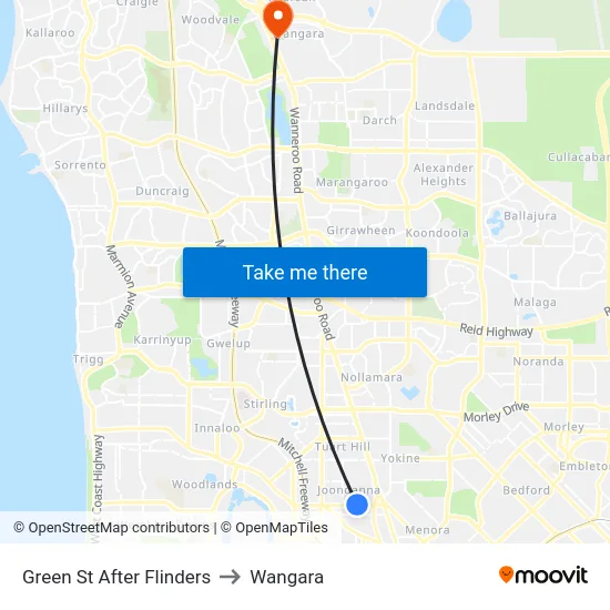 Green St After Flinders to Wangara map