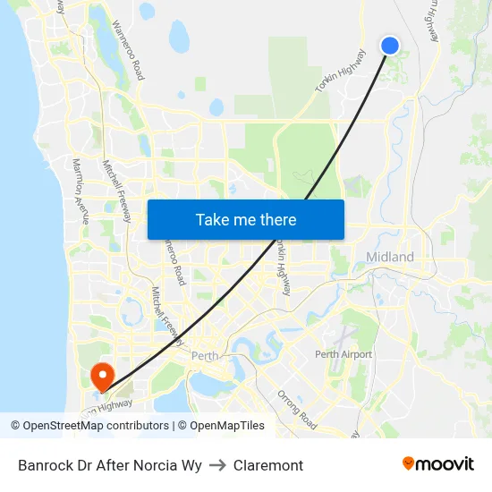 Banrock Dr After Norcia Wy to Claremont map