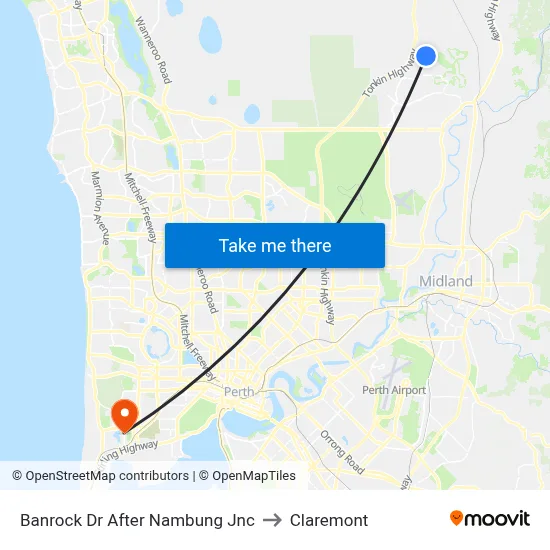 Banrock Dr After Nambung Jnc to Claremont map