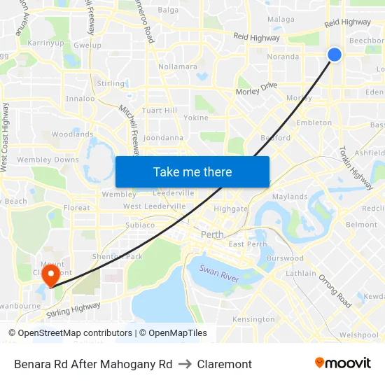 Benara Rd After Mahogany Rd to Claremont map