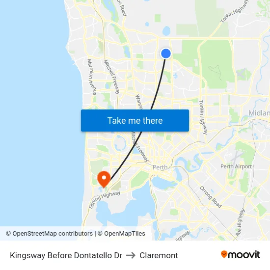 Kingsway   Before Dontatello Dr to Claremont map