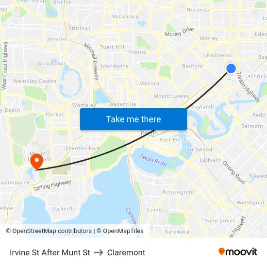 Irvine St After Munt St to Claremont map