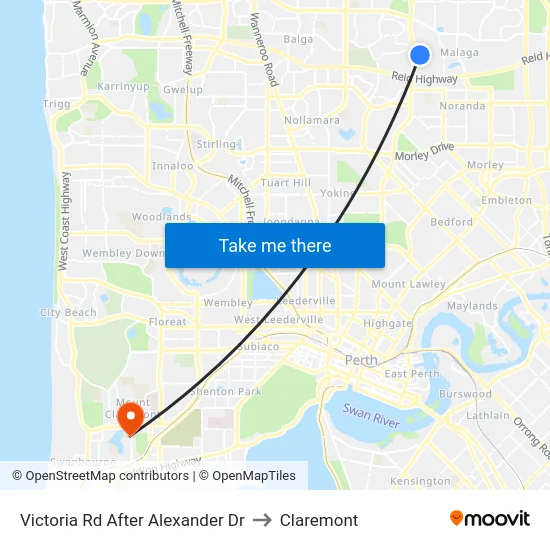 Victoria Rd After Alexander Dr to Claremont map