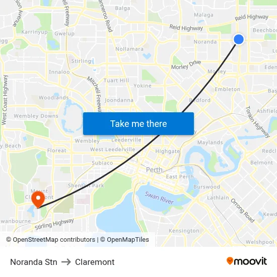 Noranda Stn to Claremont map