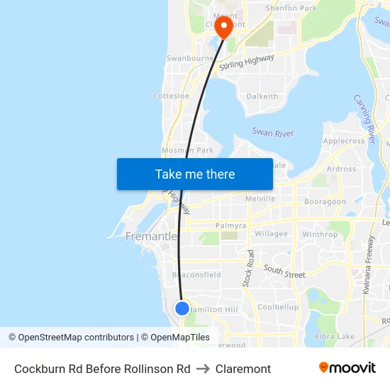 Cockburn Rd Before Rollinson Rd to Claremont map