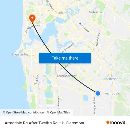 Armadale Rd After Twelfth Rd to Claremont map