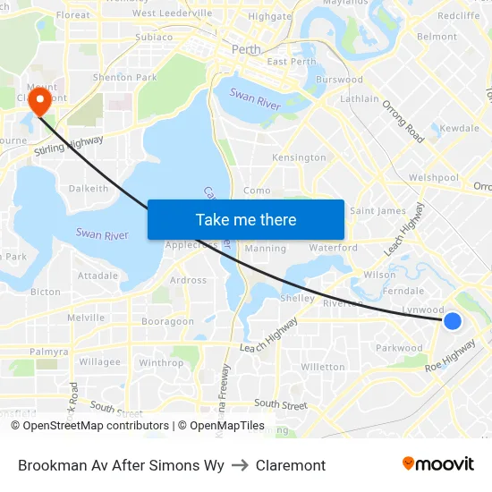 Brookman Av After Simons Wy to Claremont map