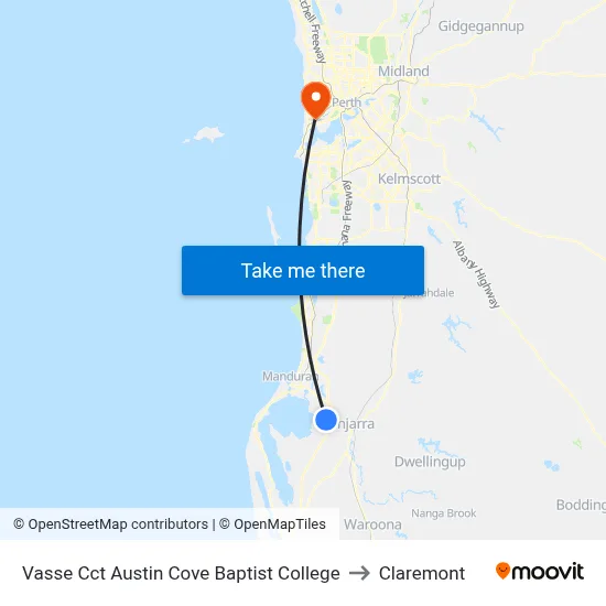 Vasse Cct Austin Cove Baptist College to Claremont map