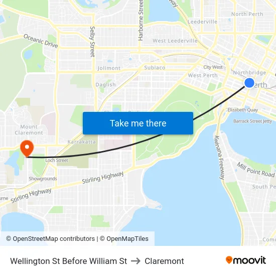 Wellington St Before William St to Claremont map