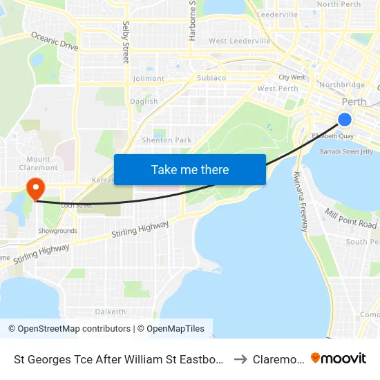 St Georges Tce After William St Eastbound to Claremont map