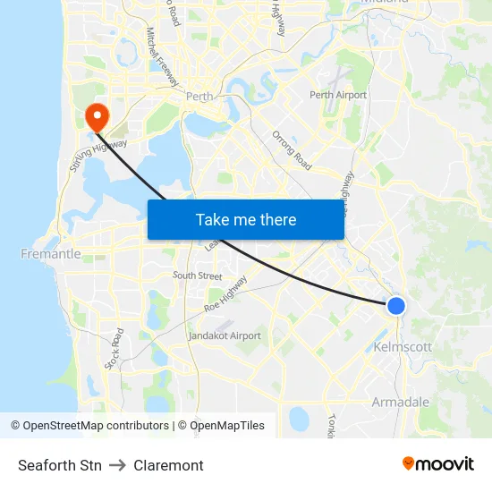 Seaforth Stn to Claremont map