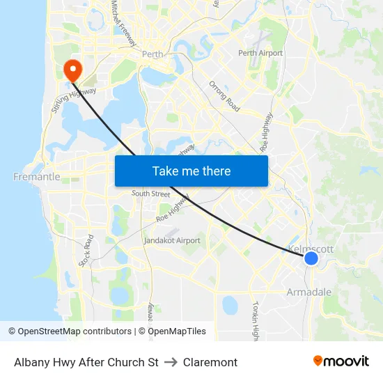 Albany Hwy After Church St to Claremont map